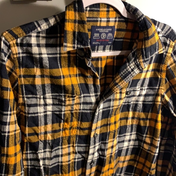 Yellow and black plaid button up - Picture 3 of 5